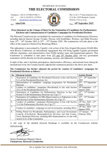 Uganda Independent Electoral Commission Postpones Nomination of Parliamentary Candidates Again